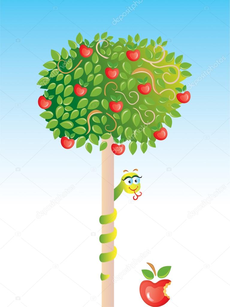 Apple-tree with snake vector