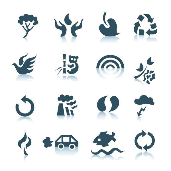 Iconos de ecología gris — Vector de stock