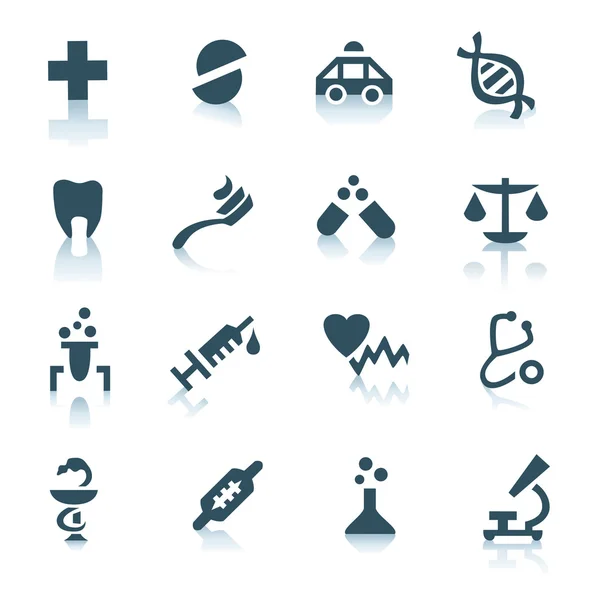 Iconos de medicina gris sobre fondo blanco — Vector de stock