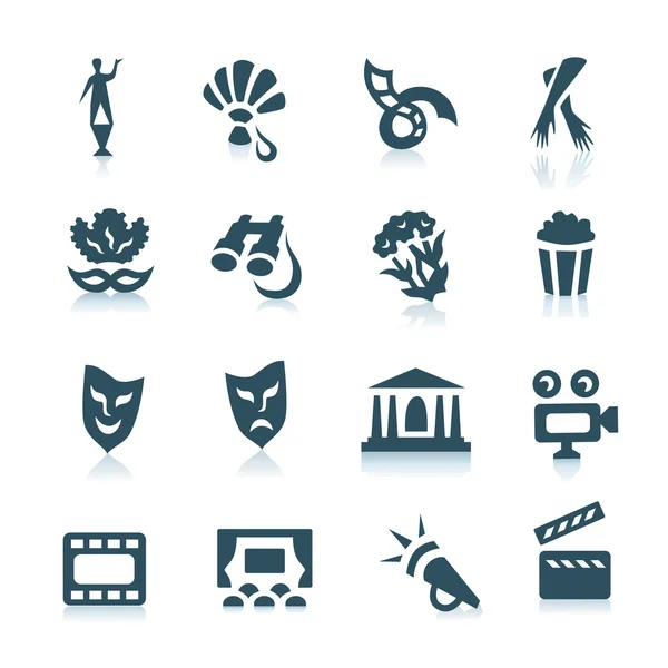 Iconos de teatro y cine set vector — Vector de stock