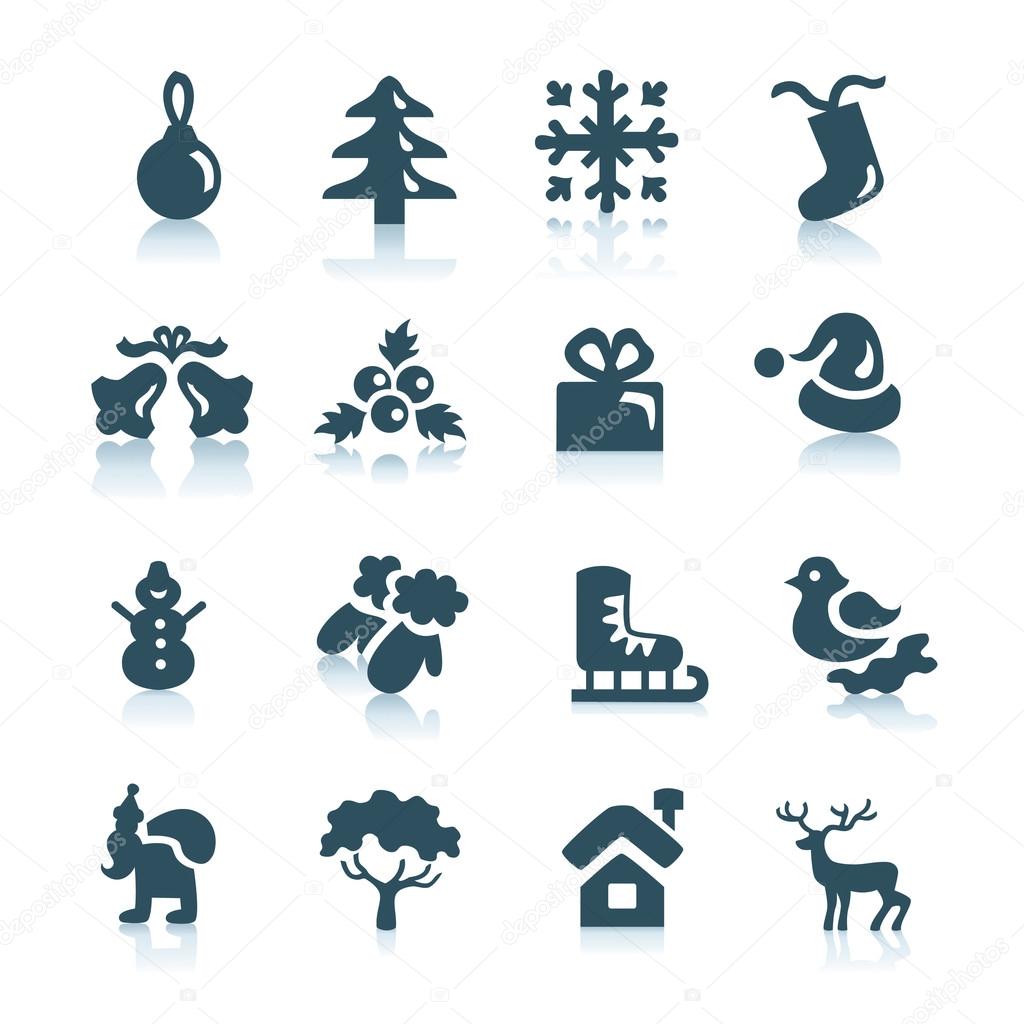 Winter and Christmas icons set vector