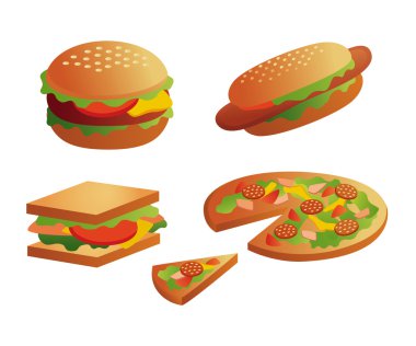 Fast food vector Icons set
