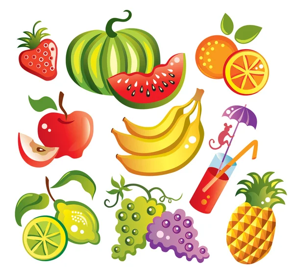 Conjunto de frutas vector — Archivo Imágenes Vectoriales