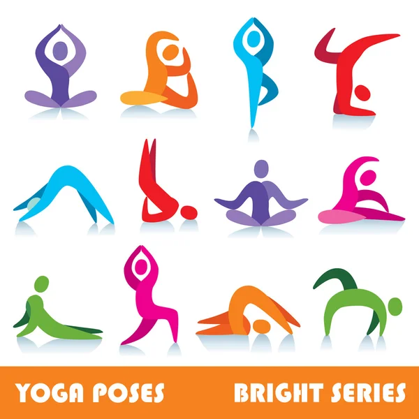 Yoga stelt logo abstracte mensen vector iconen, deel 1 — Stockvector