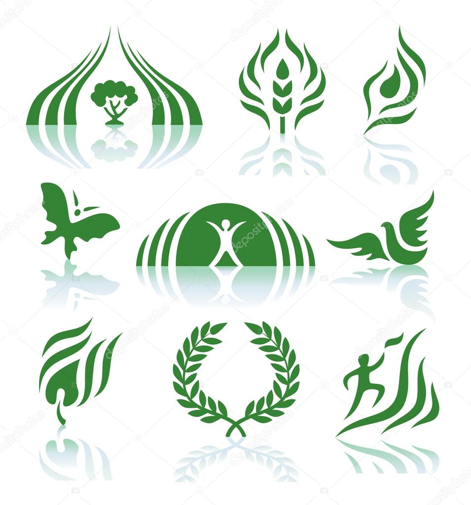 Green logos set vector