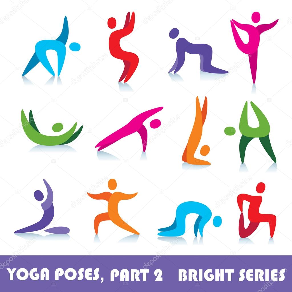 Yoga poses logo abstract people vector icons