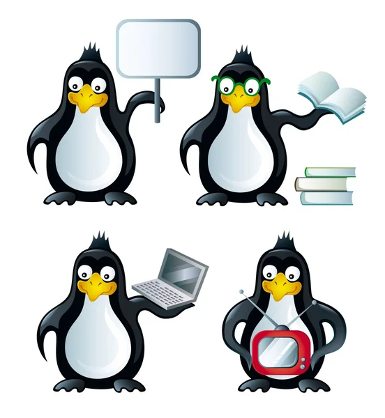 Set von Symbolen mit Pinguin-Vektor — Stockvektor