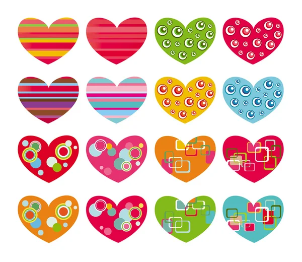 Conjunto de corazones iconos vectoriales — Vector de stock