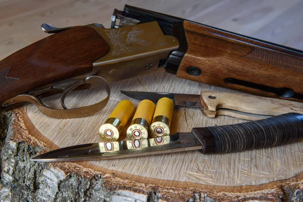 Fusil de caza y municiones — Foto de Stock