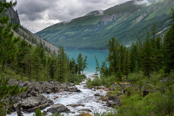 Rápido Río Montaña Fluye Entre Piedras — Foto de Stock