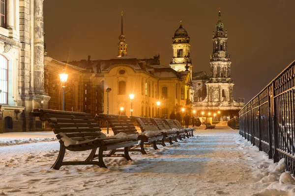 Inverno Dresda dopo il tramonto — Foto Stock