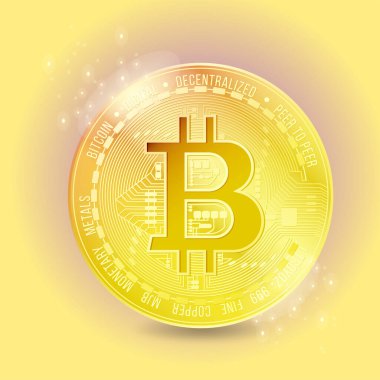Parlayan bitcoin altın pahalı parlak sikke kripto para teknolojisi bitcoin blok zinciri