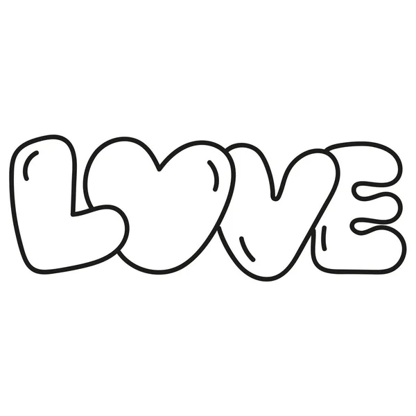 Tipografía Amor Doodle Estilo San Valentín — Vector de stock