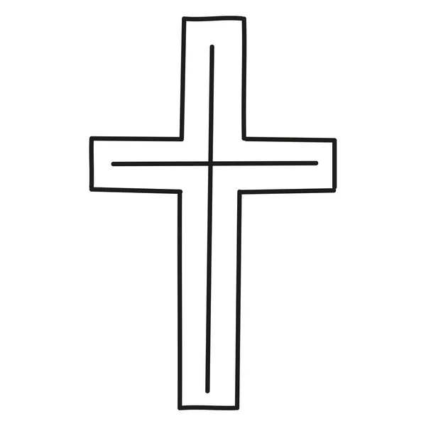 Kruis Doodle Stijl Pasen Symbool — Stockvector