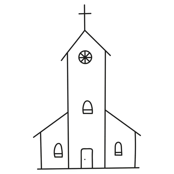 Castle Church Doodle Style — Stock Vector