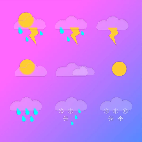 Wetter Icons Glasmorphismus Stil Für Apps Eingestellt — Stockvektor