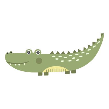 Kitap dergileri için resim çizen sevimli timsah çocuk resimleri. Afrikalı hayvanların kartlarını öğreniyorlar.