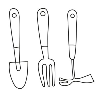 Karalama tarzında bahçıvanlık bitki bakımı araçları