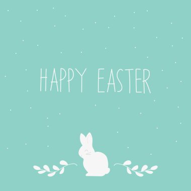 İçinde tavşan resmi olan Paskalya tebrik kartı.