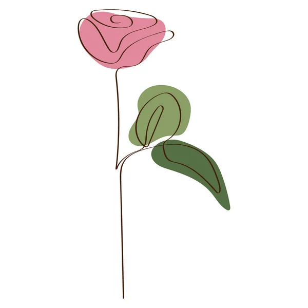 Single Line Rose Flower Silhouette — Stock Vector
