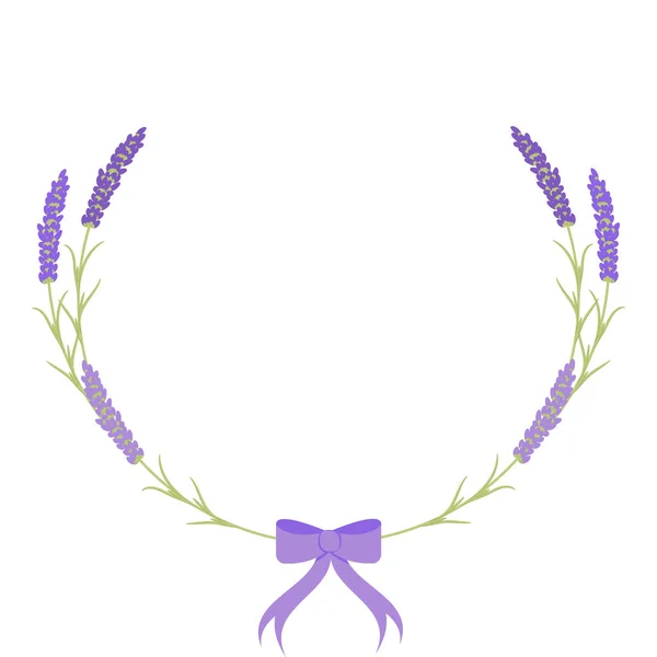 Flores Lavanda Quadro Floral Amarrado Com Arco Roxo — Vetor de Stock