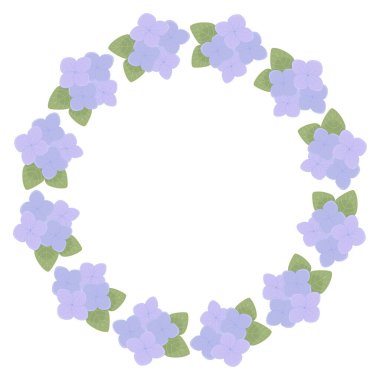 decorative frame of hydrangea flowers brush with hydrangeas