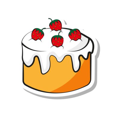 Çıkartmalı taze kek, çilekli krema.