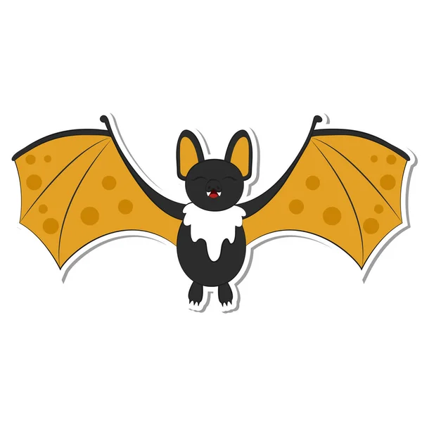 Chauve Souris Autocollant Vacances Halloween Élément Isolé — Image vectorielle