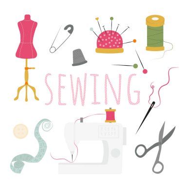 Dikiş elementleri seti kıyafet oluşturma