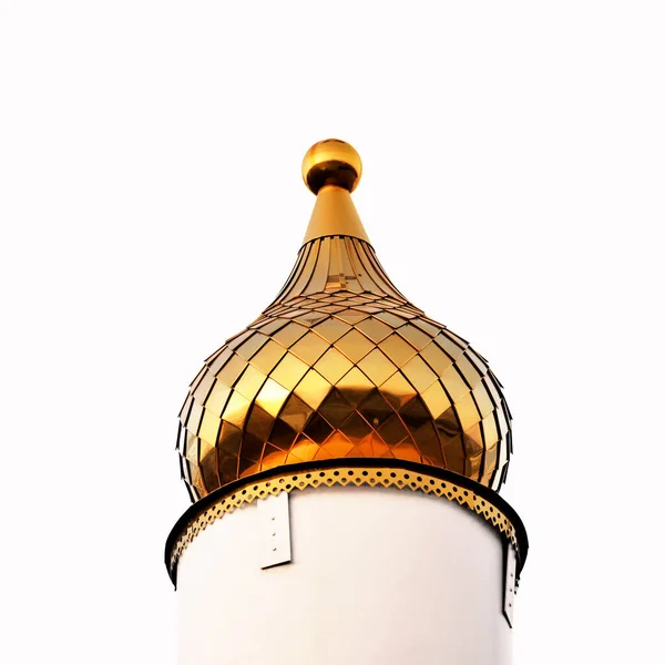 One golden dome close-up isolated on white background.