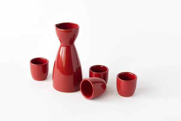 Conjunto de sake rojo japonés — Foto de Stock