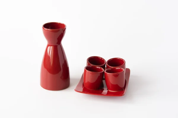 Conjunto de sake rojo japonés — Foto de Stock