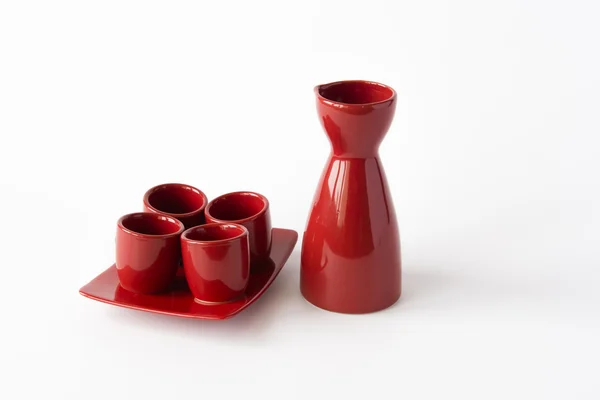 Conjunto de sake rojo japonés — Foto de Stock