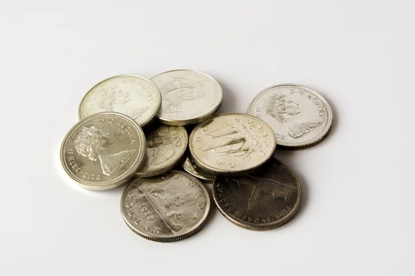 Silver canadian dollars — Stock Photo, Image