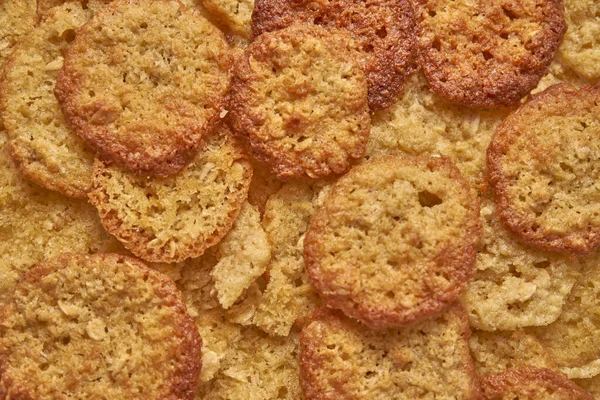 Galletas Caseras Oro Marrón Justo Fuera Del Horno Vista Cerca — Foto de Stock