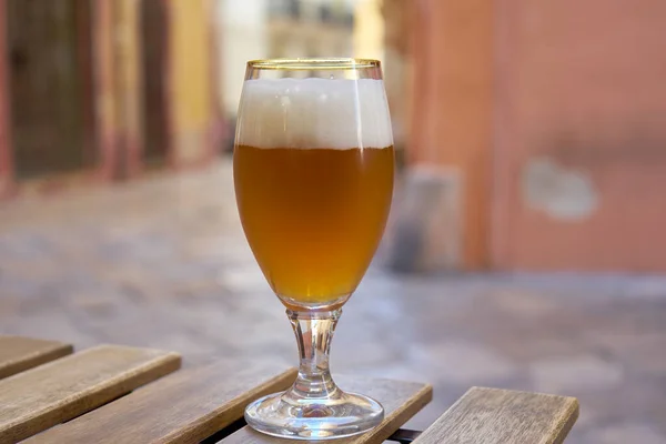 Fresh Glass Beer Typical Italian City Center Street — Stock Photo, Image