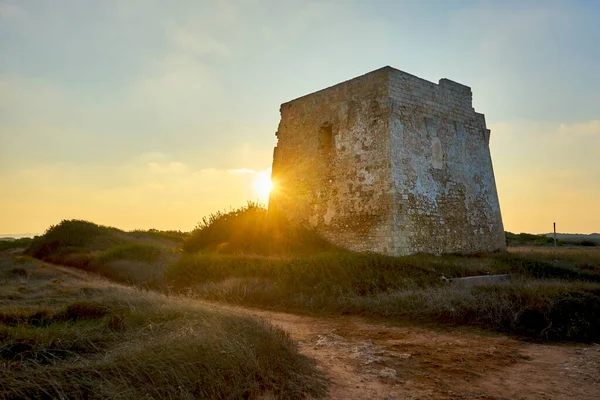Ruinas Torre Pozzelle Una Antigua Torre Vigilancia Costera Una Colorida — Foto de Stock