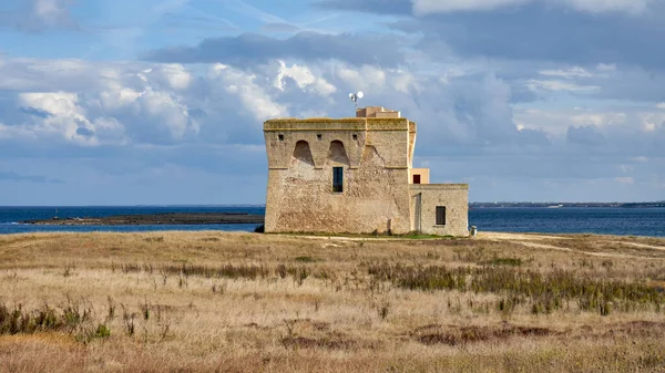 Torre Defensiva Antigua Del Siglo Xvi Torre Guaceto Medio Una — Foto de Stock
