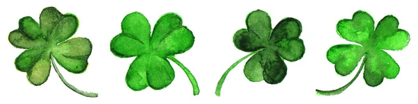 Aquarel groene klaver shamrock grens geïsoleerde instellen — Stockfoto