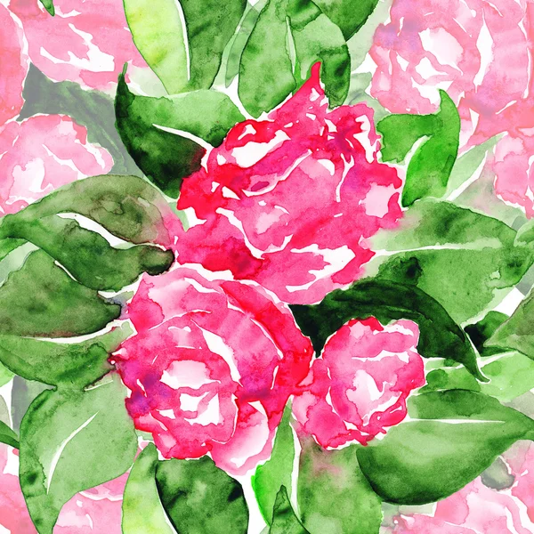 Aquarell rosa Rosen Blumen Blätter florale Komposition nahtloses Muster — Stockfoto