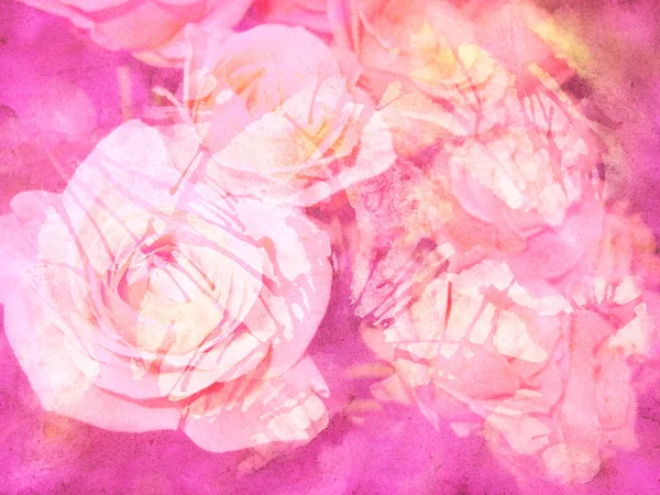 Aquarell rosa Rose Blume floralen Hintergrund — Stockfoto