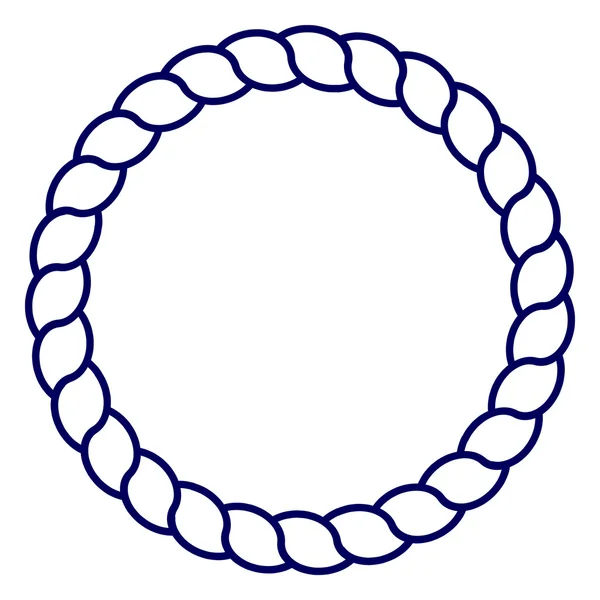 Monochrome black and white circle rope frame line art isolated