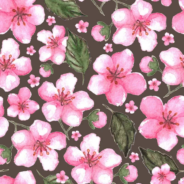 Aquarelle rose cerise sakura motif sans couture texture fond — Photo