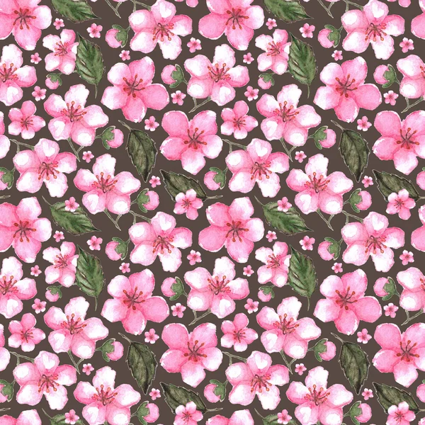 Aquarell rosa Kirsche Sakura nahtlose Muster Textur Hintergrund — Stockfoto