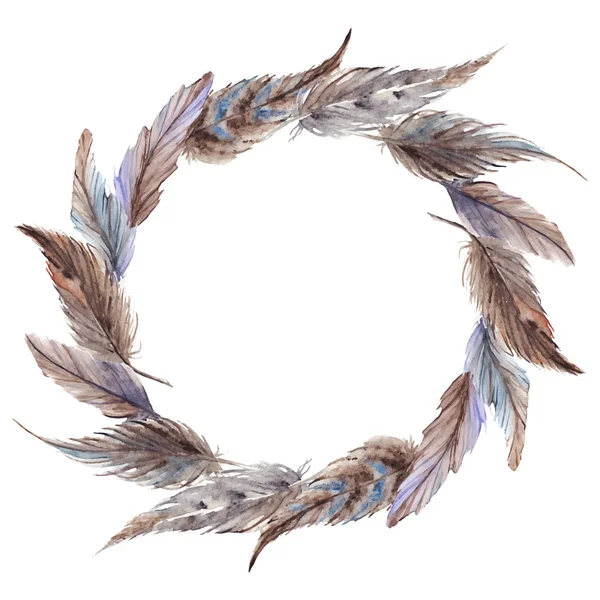 Sulu Boya kahverengi gri gri tüy çelenk vektör izole