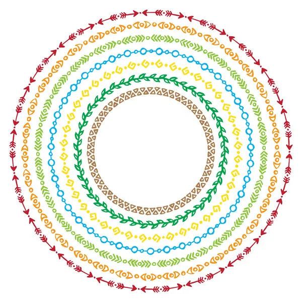 Coloré arc-en-ciel ethnique cadre tribal couronne vecteur — Image vectorielle