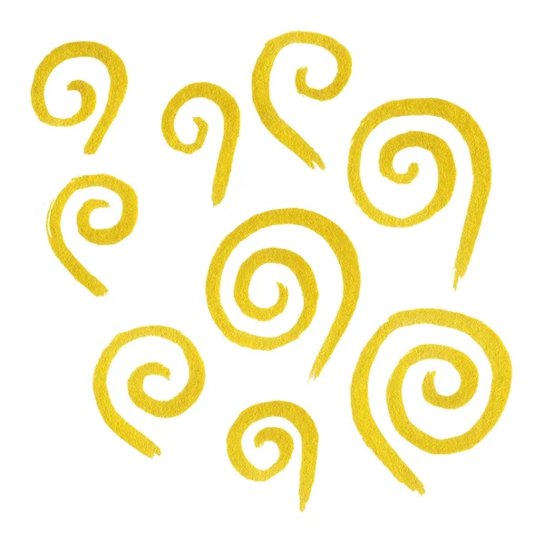 Zentangle doodle or doré encre tourbillonnante dessinée à la main isolé — Photo