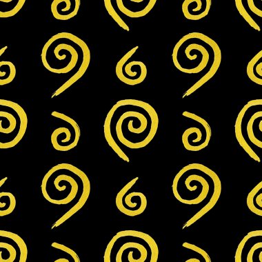 Altın altın girdap mürekkep el çekilmiş seamless modeli doodle