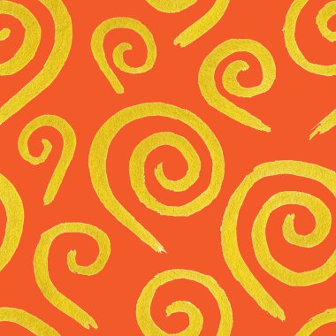 Altın altın girdap mürekkep el çekilmiş seamless modeli doodle