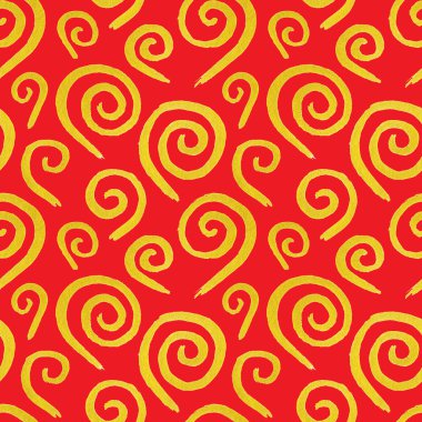 Altın altın girdap mürekkep el çekilmiş seamless modeli doodle